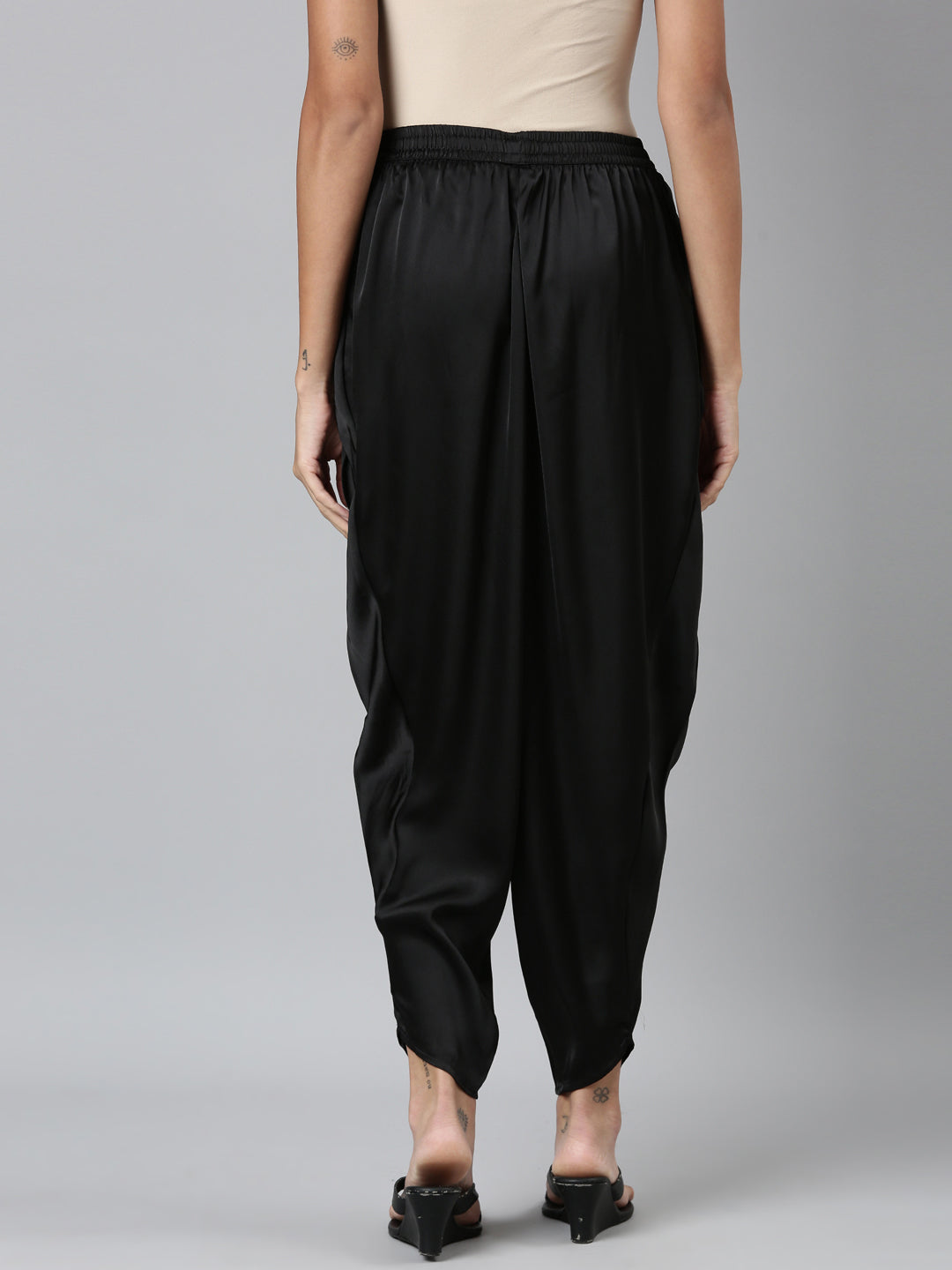 Buy GO COLORS Women Black Mid Rise Shiny Dhoti - S/M at Amazon.in