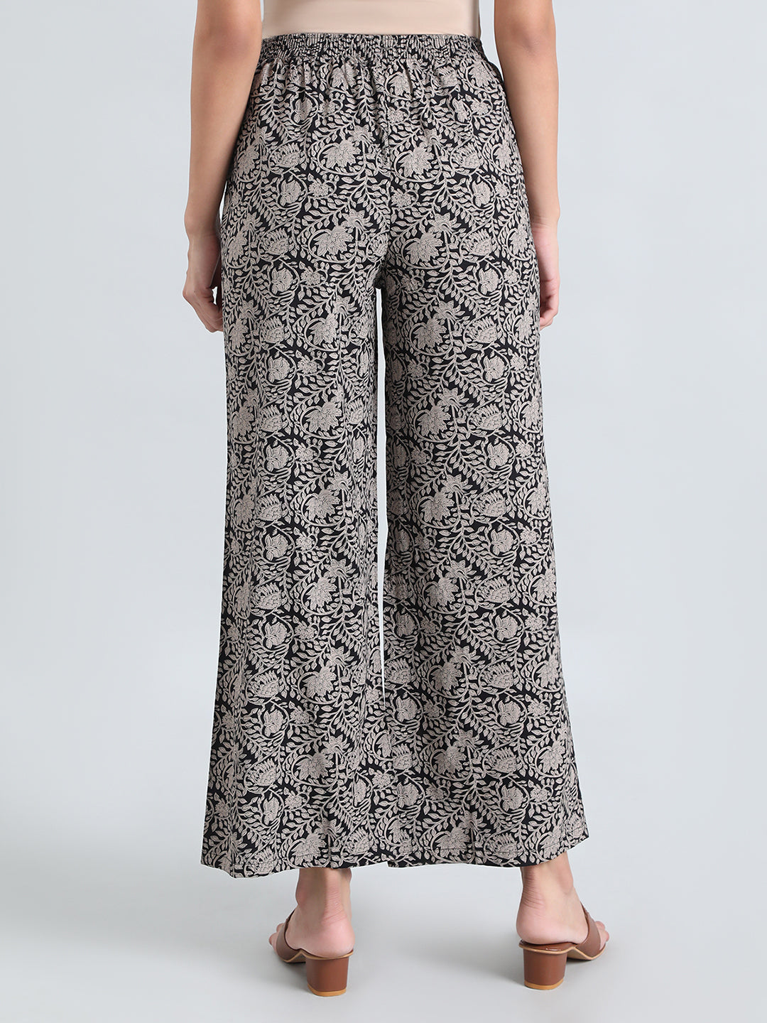 Black Woven Viscose Printed Palazzo