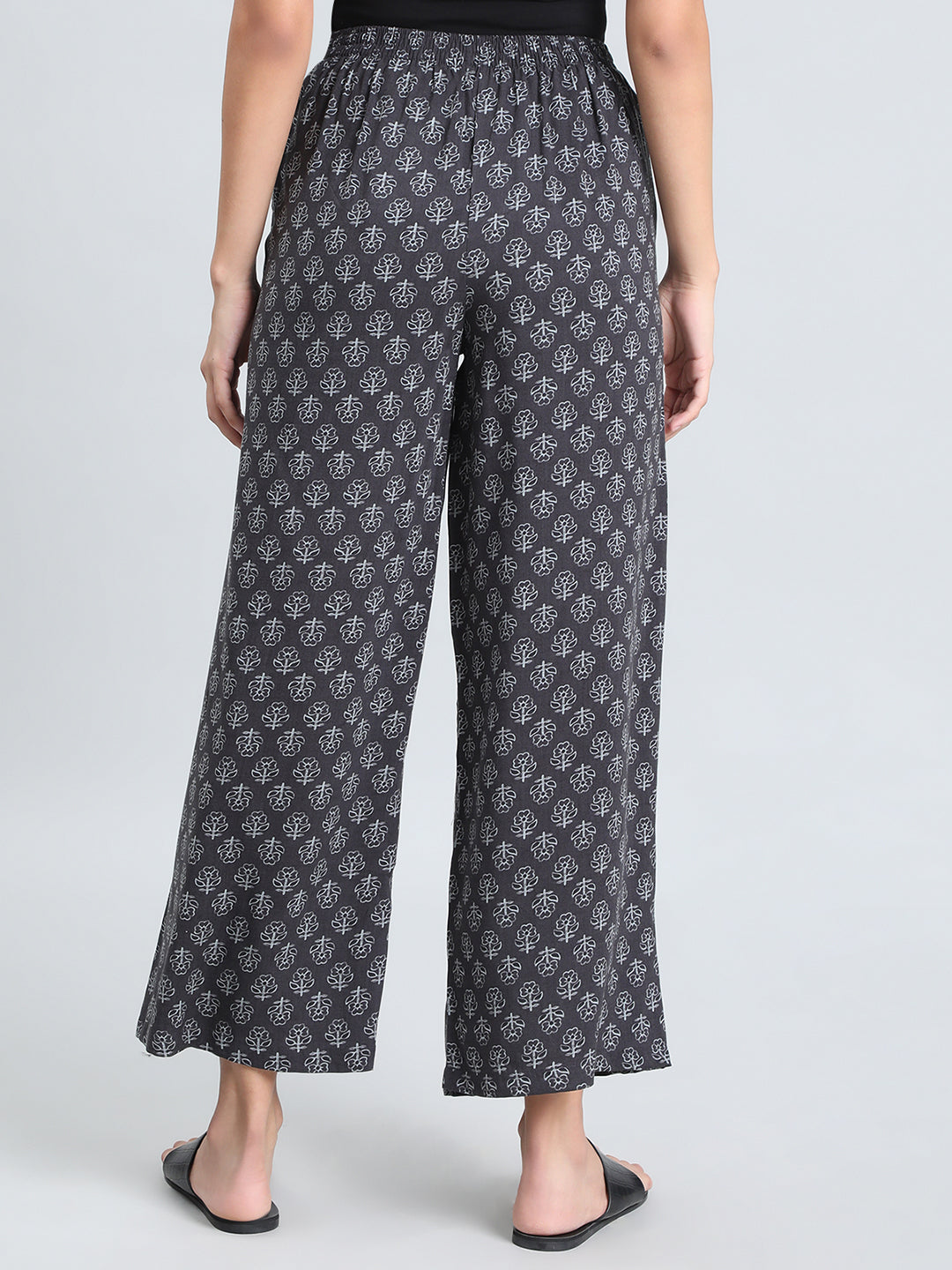 Black Woven Viscose Printed Palazzo