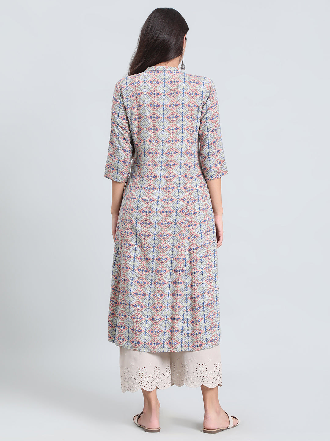 Viscose Geometric Aztec Print A-Line Kurta