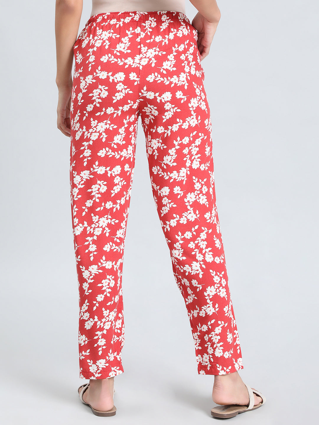 Red Woven Viscose Printed Lounge Pants