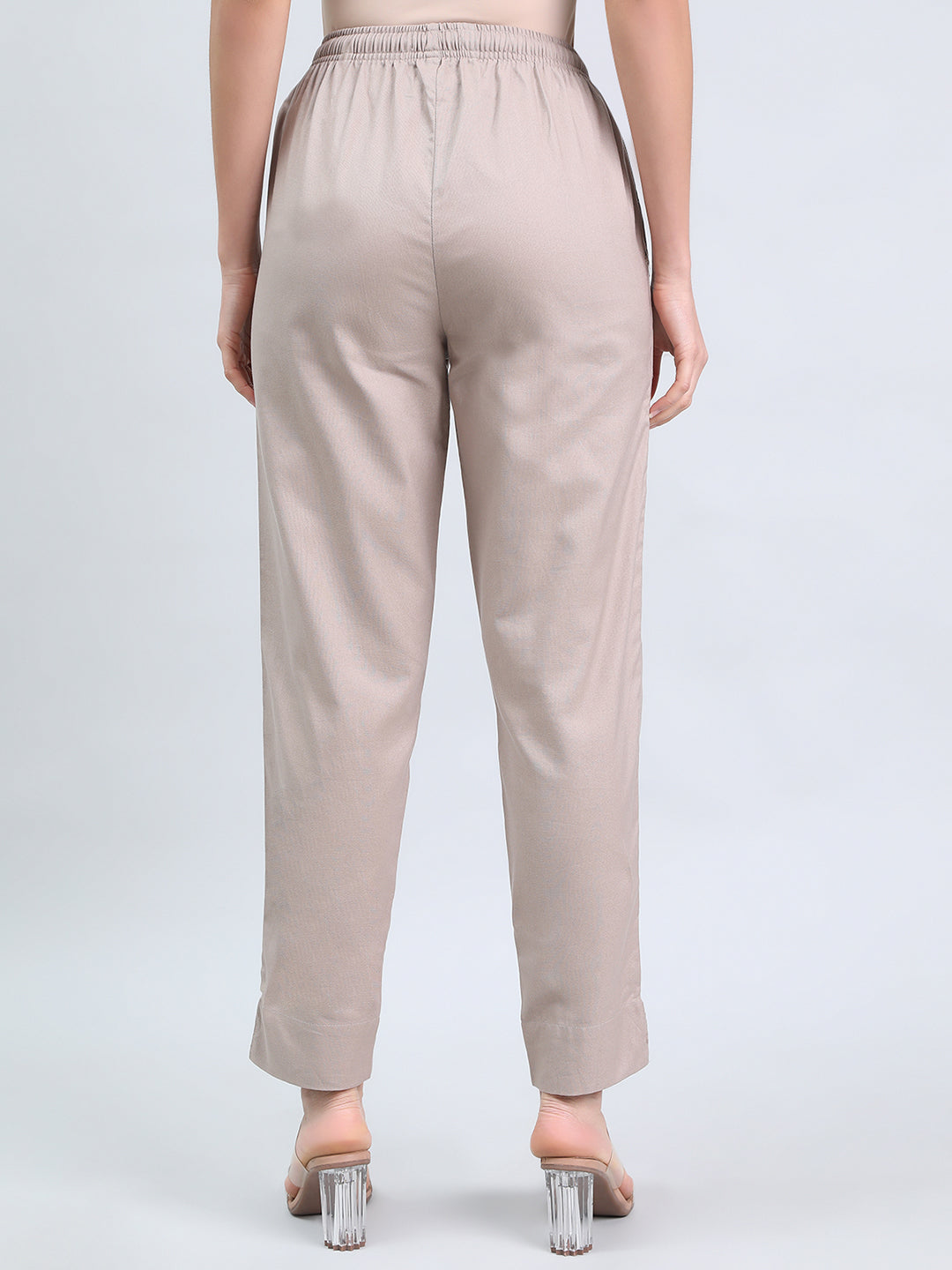 Beige Cotton Pencil Pant