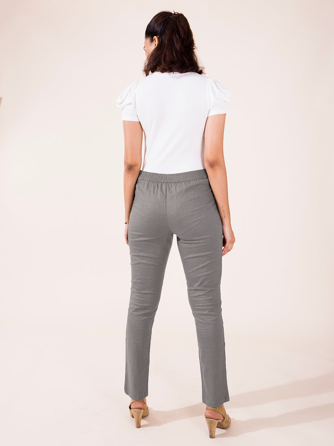 Ebony Grey Linen Pencil Pant