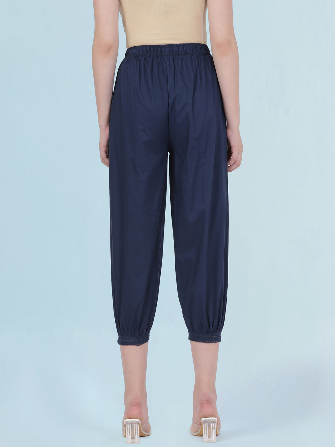 Navy Cotton Cambric Lace Salwar