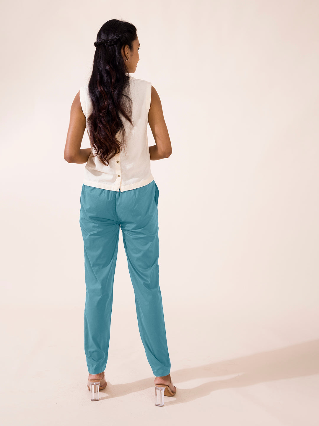 Sky Blue Cotton Cambric Cotton Pants