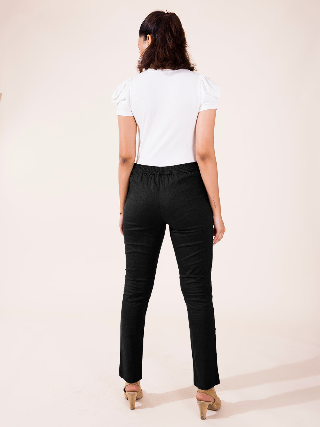 Black Linen Pencil Pant