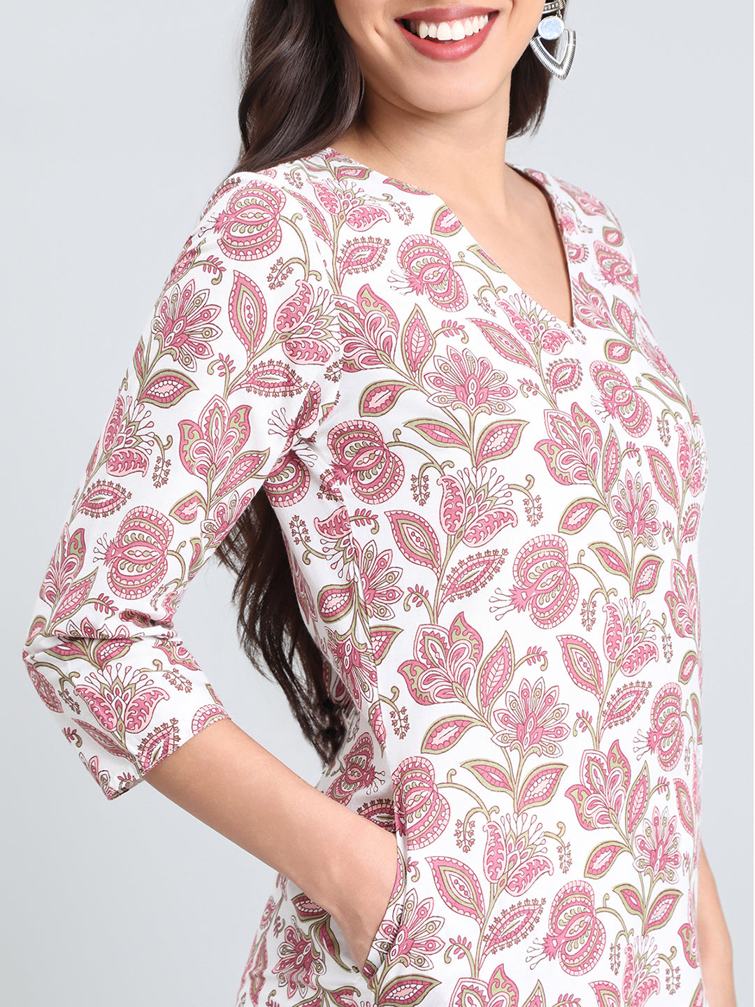 Cotton Jaipur Floral Print Straight Kurta