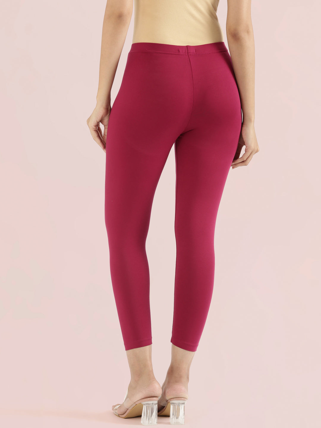 Dark Fuchsia Cotton Stretch Cropped Leggings
