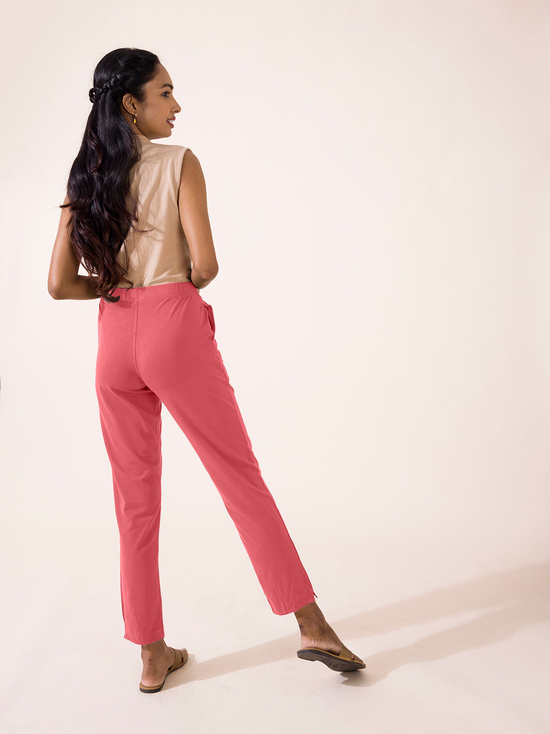 Rusty Pink Cotton Stretch Kurti Pants