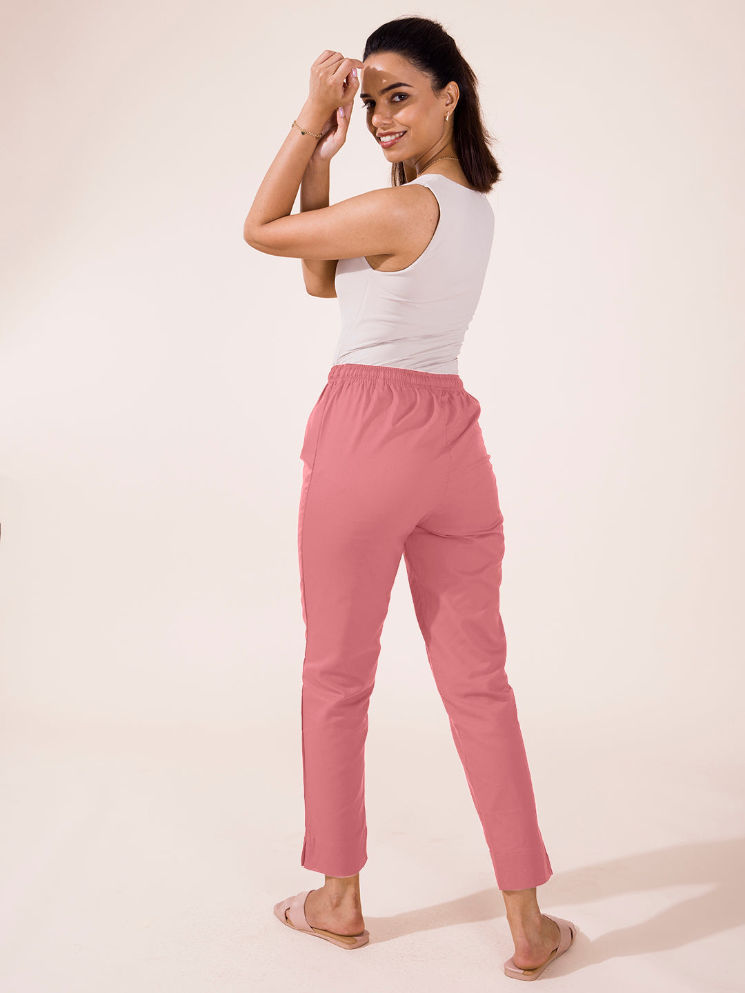 Dusty Rose Cotton Pencil Pant