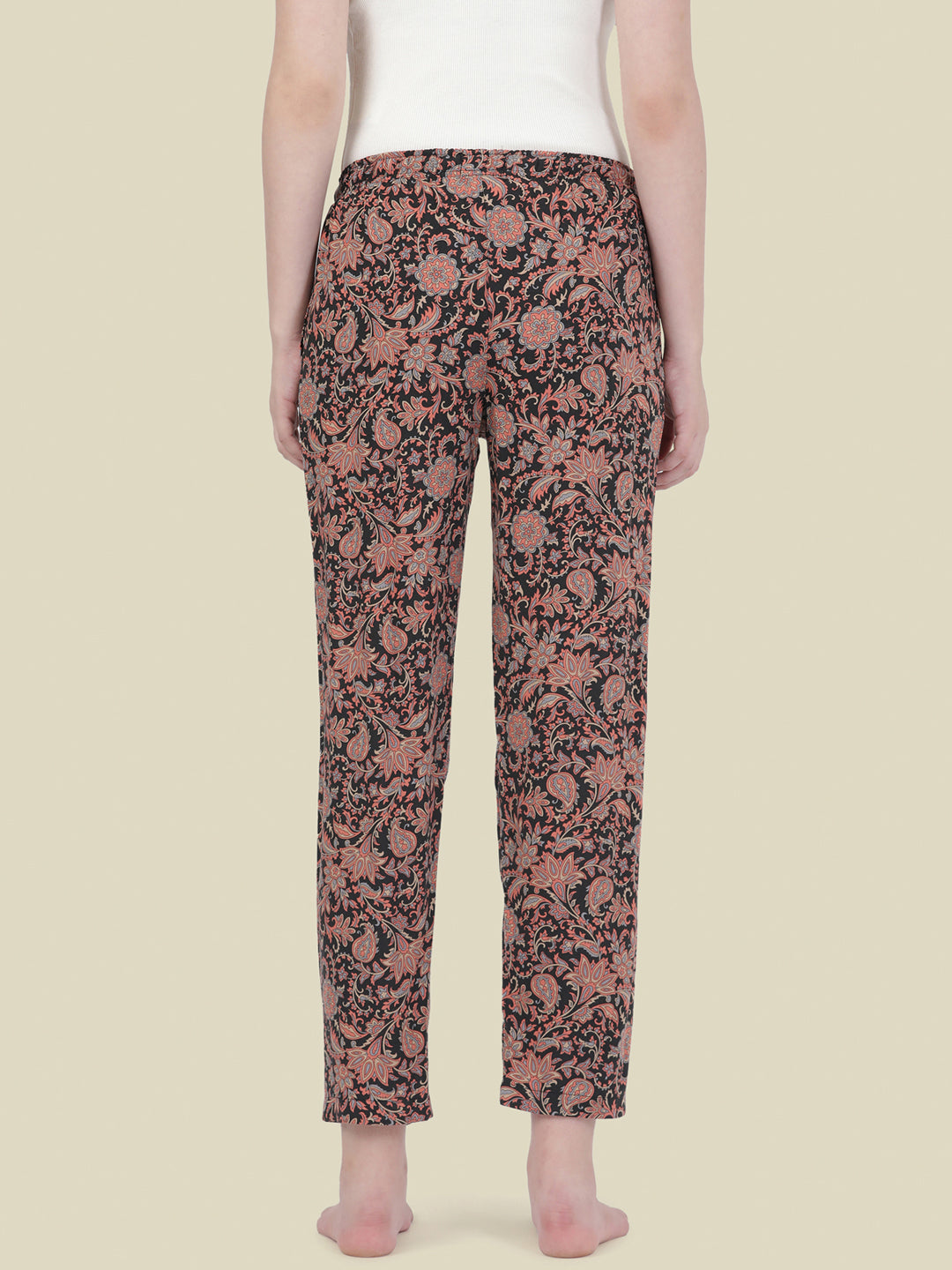 Black Woven Viscose Printed Lounge Pants