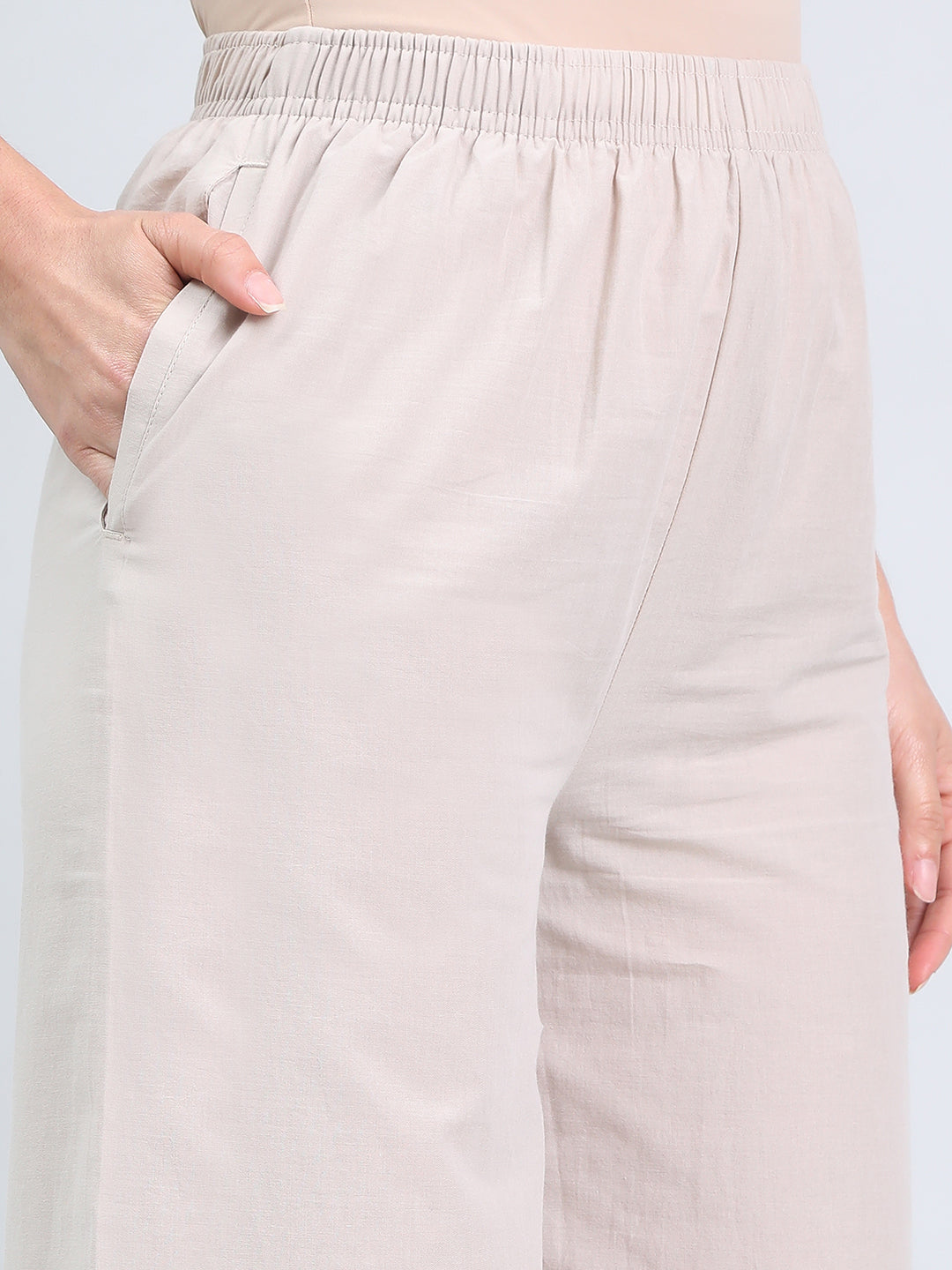 Light Beige Cotton Hakoba Palazzo