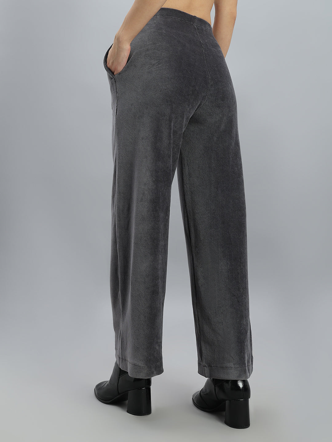 Silver Grey Corduroy Wide Pants