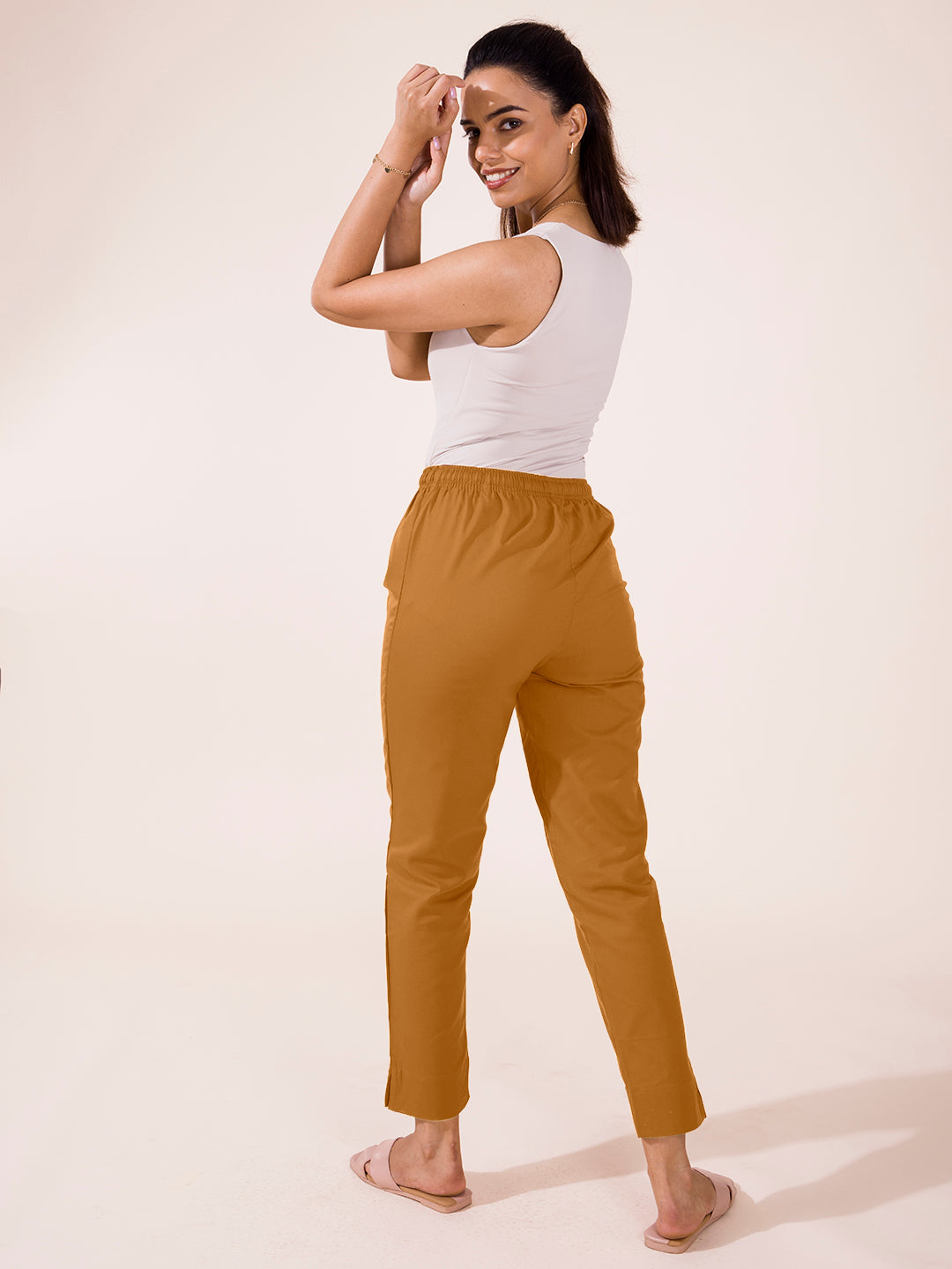 Mustard Cotton Pencil Pant