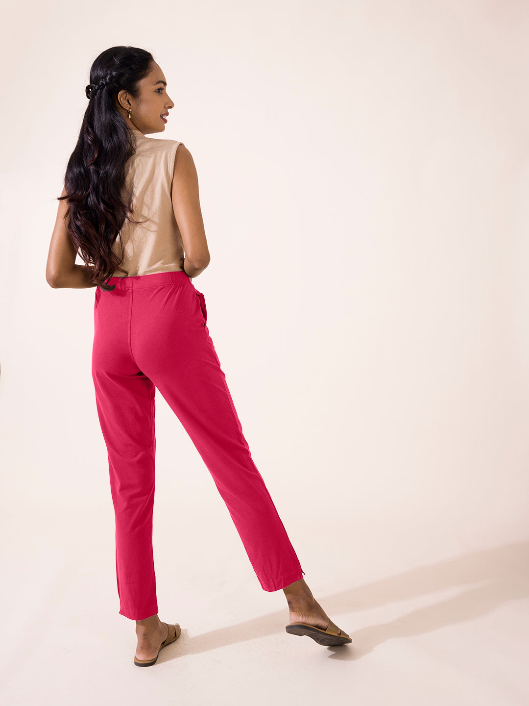 Dark Rose Cotton Stretch Kurti Pants