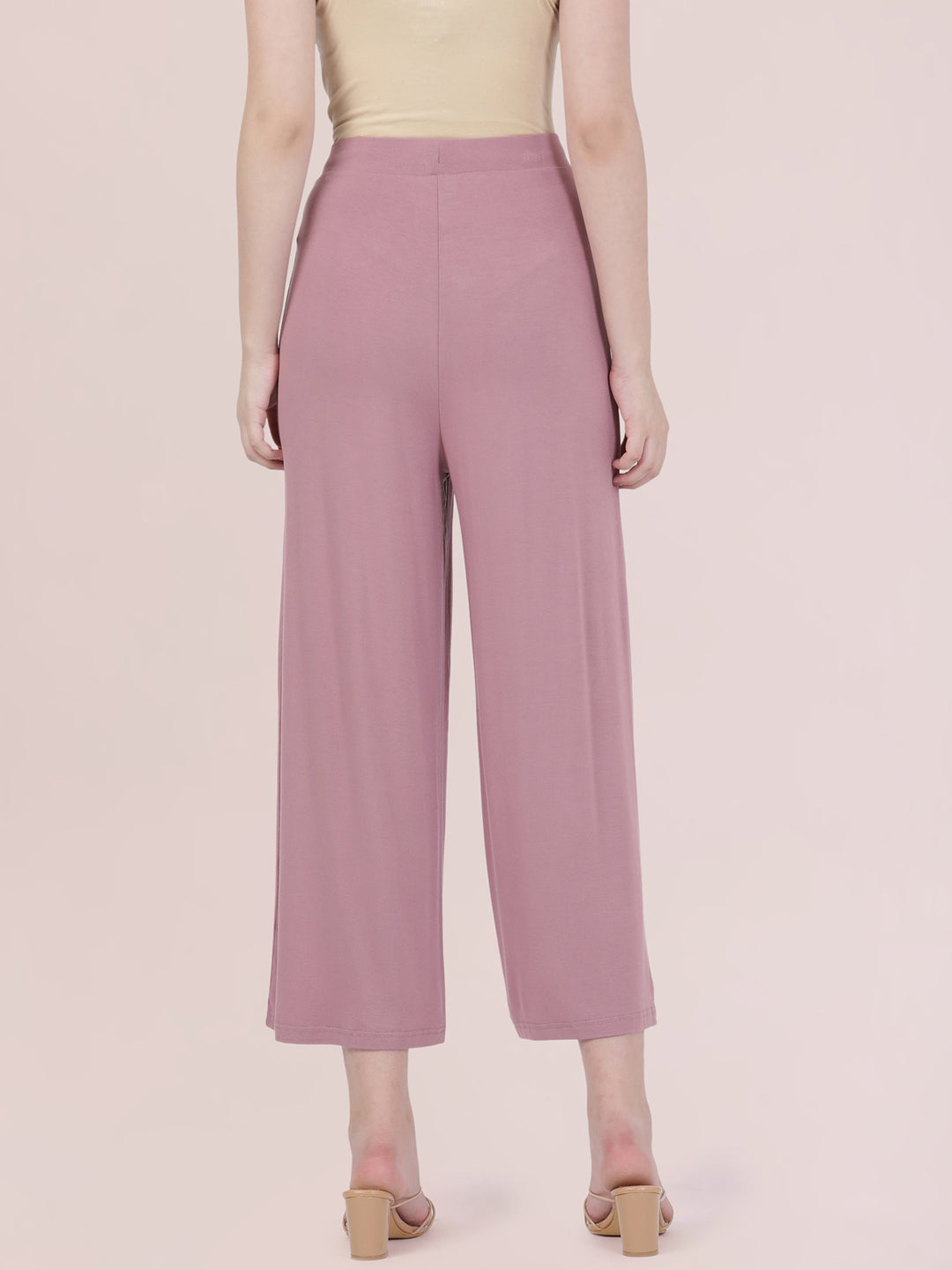 Light Wine Viscose Knit Palazzo