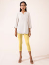 Bright Yellow Cotton Stretch Cropped Leggings