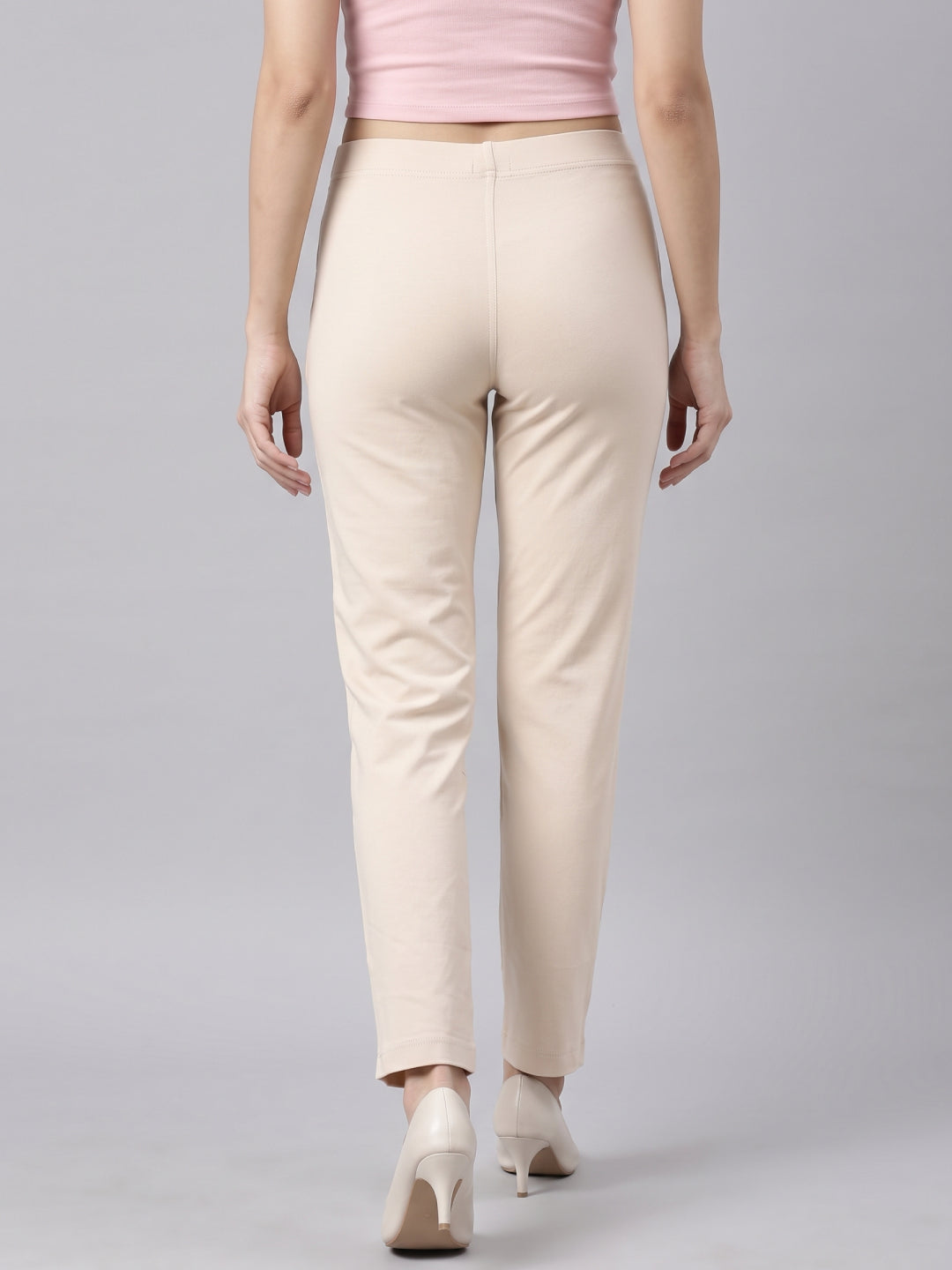 Light Beige Cotton Stretch Kurti Pants