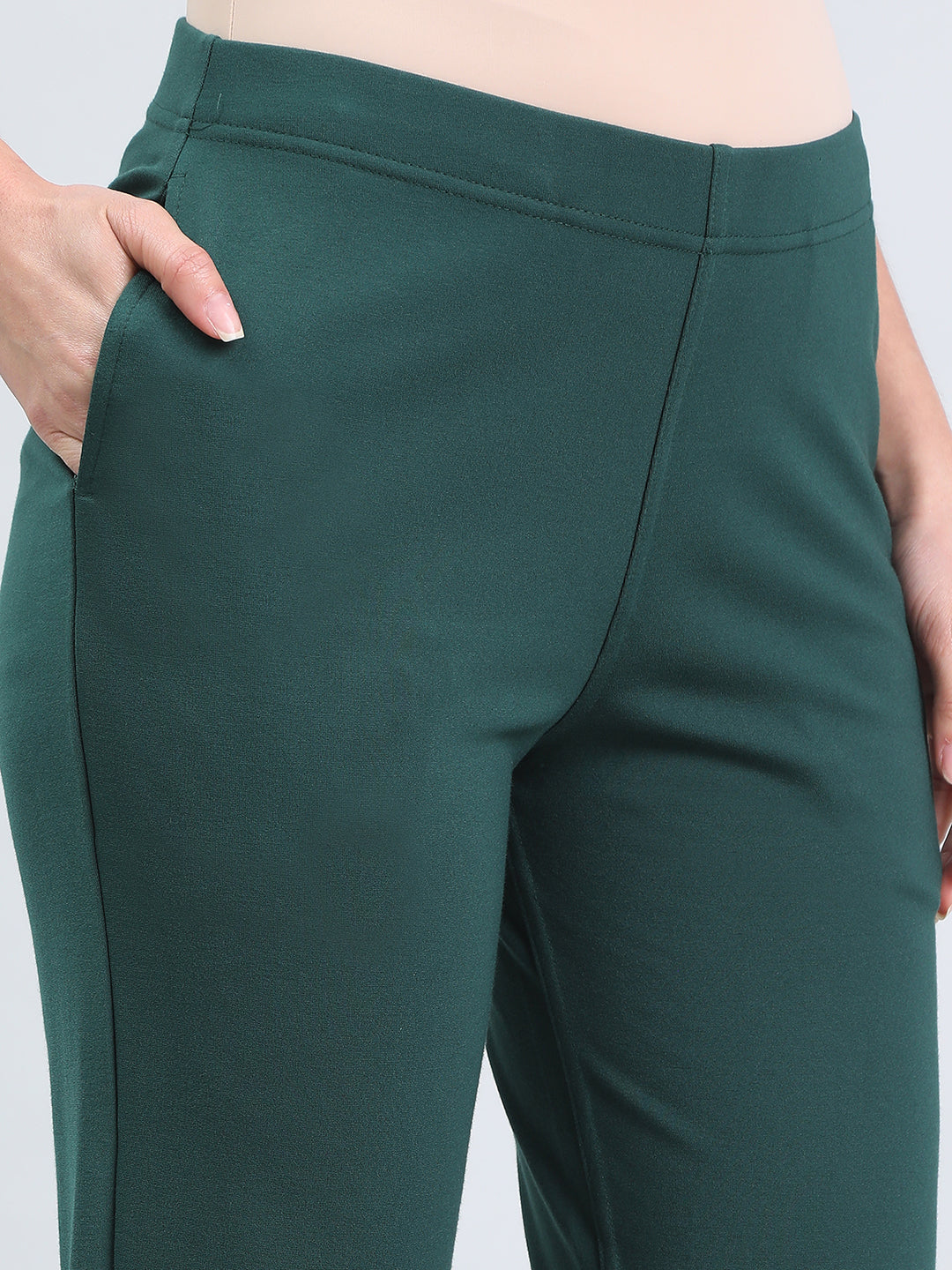 Bottle Green Ponte Smart Fit Kurti Pant