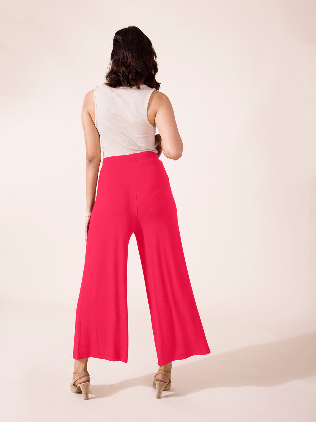 Coral Viscose Knit Palazzo SM - Main Image