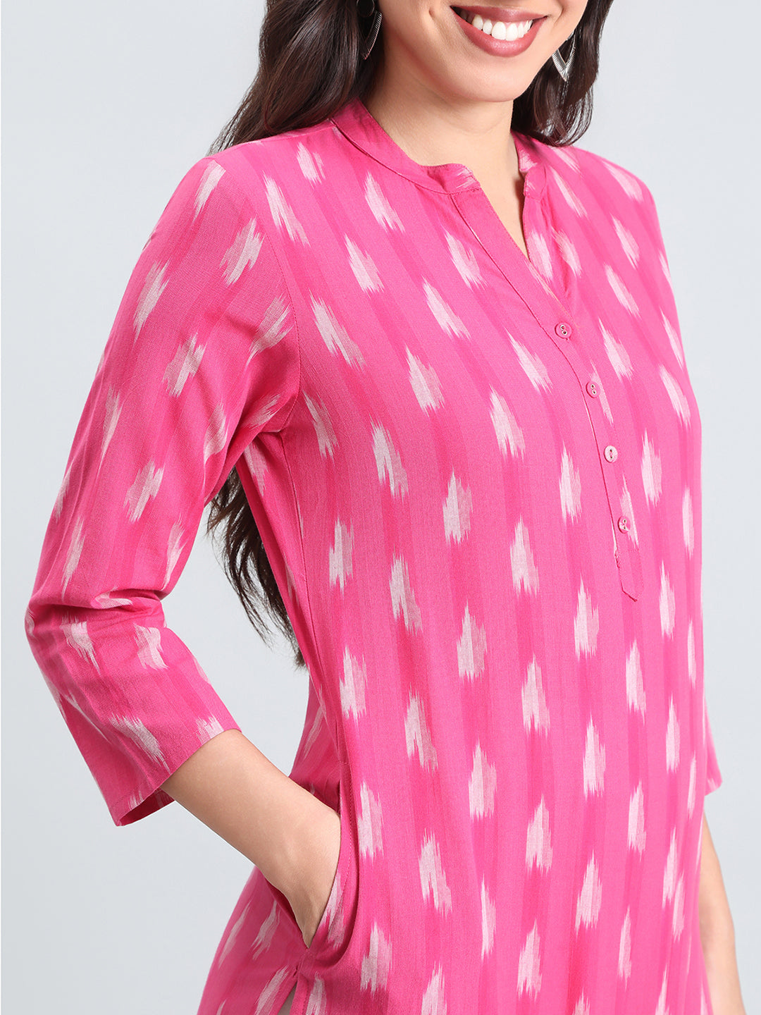 Cotton Ikat Print Straight Kurta