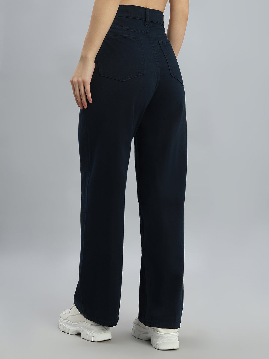 Navy Twill Wide Pants