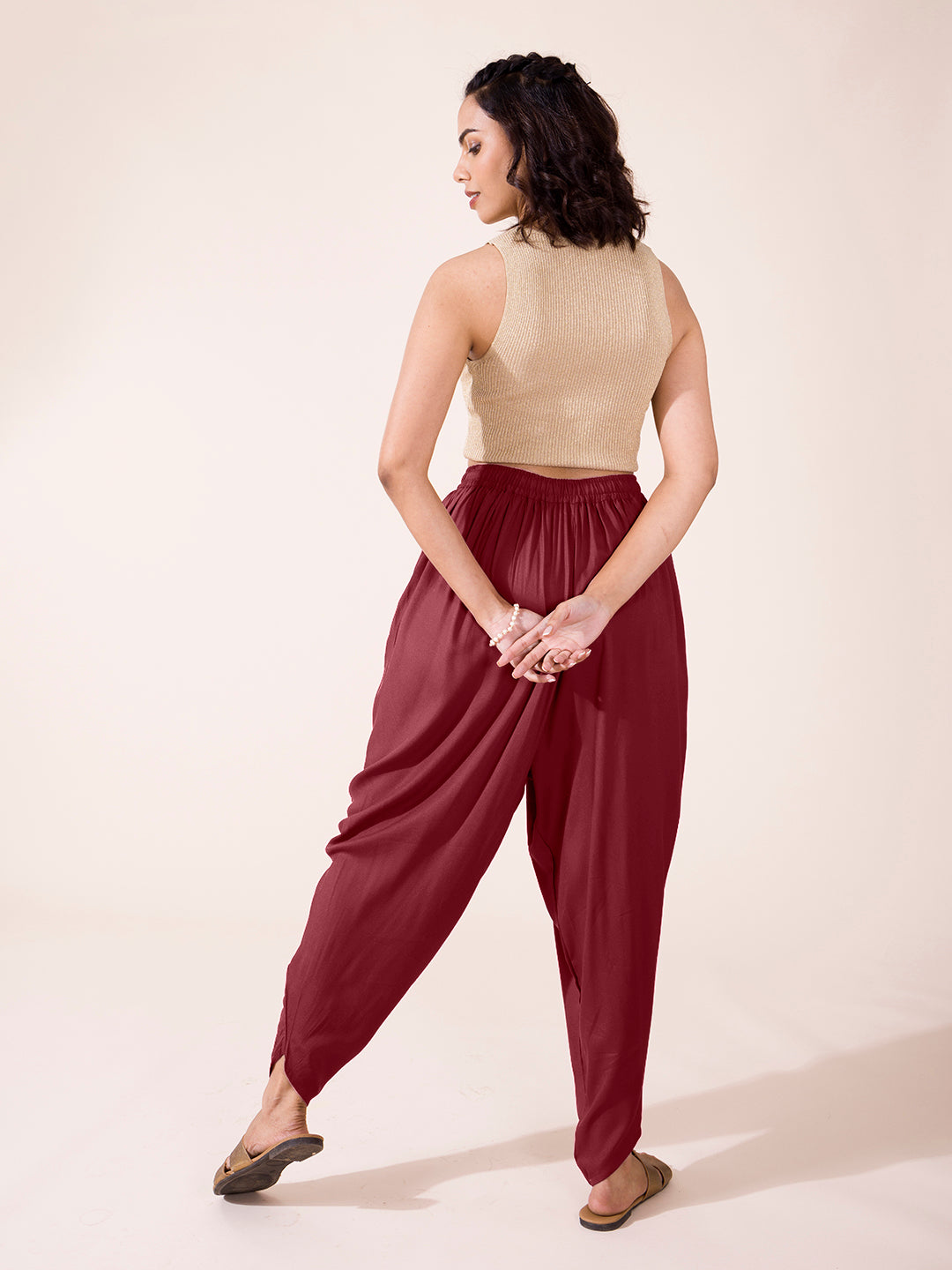 Violet Woven Viscose Harem Dhoti Pant