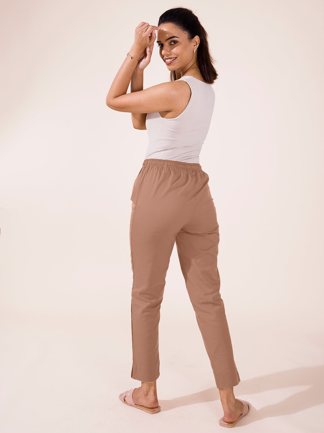 Light Brown Cotton Pencil Pant