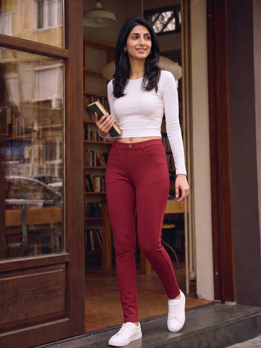 Cherry Cotton Polyester Super Stretch Jeggings