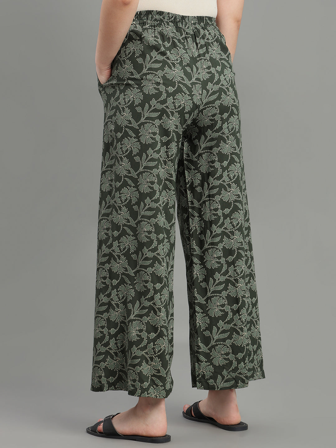 Green Viscose Printed Palazzo