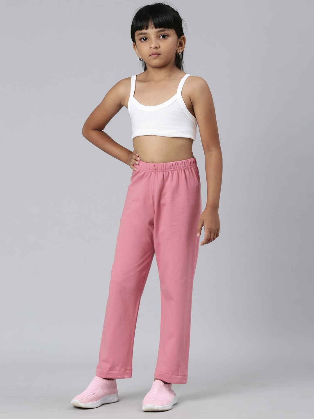 Blush Pink Cotton Stretch Track Pant