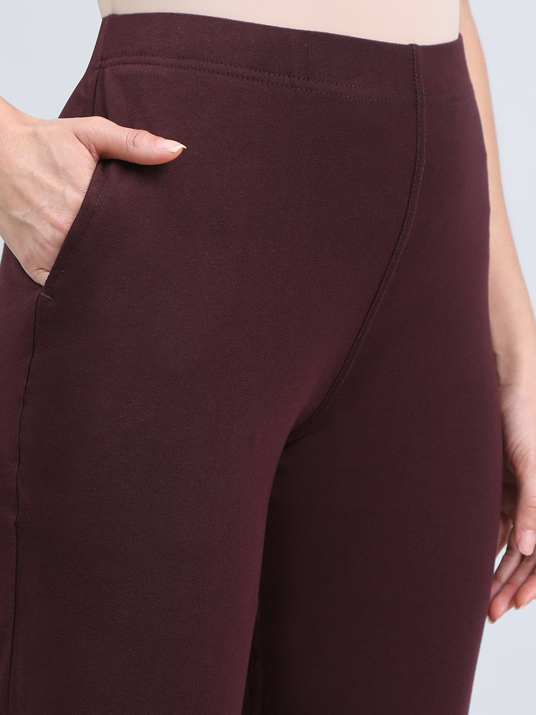 Dark Wine Cotton Stretch Kurti Pants