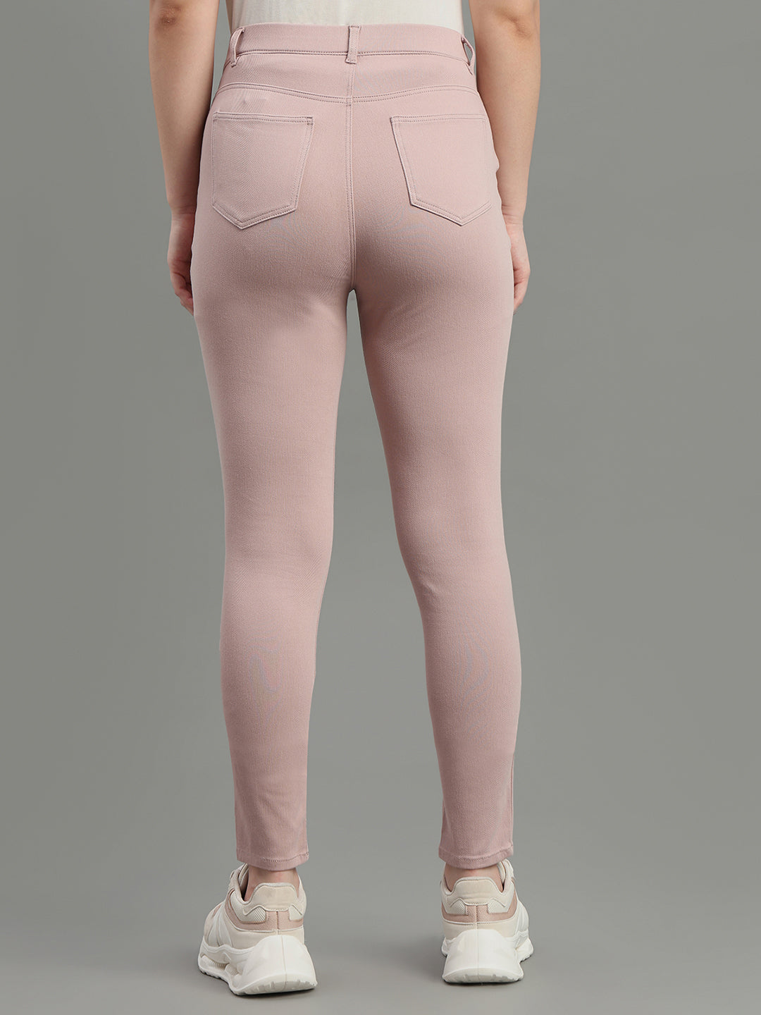 Dusty Pink Cotton Polyester Super Stretch Jeggings