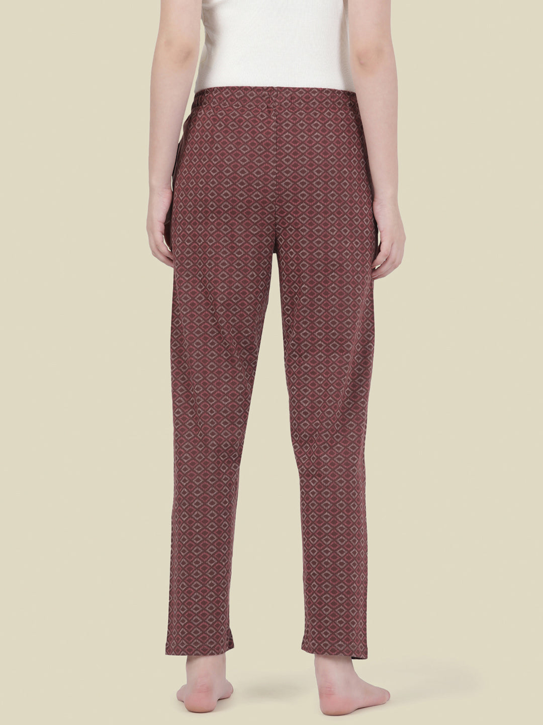 Brown Cotton Knit Printed Lounge Pants