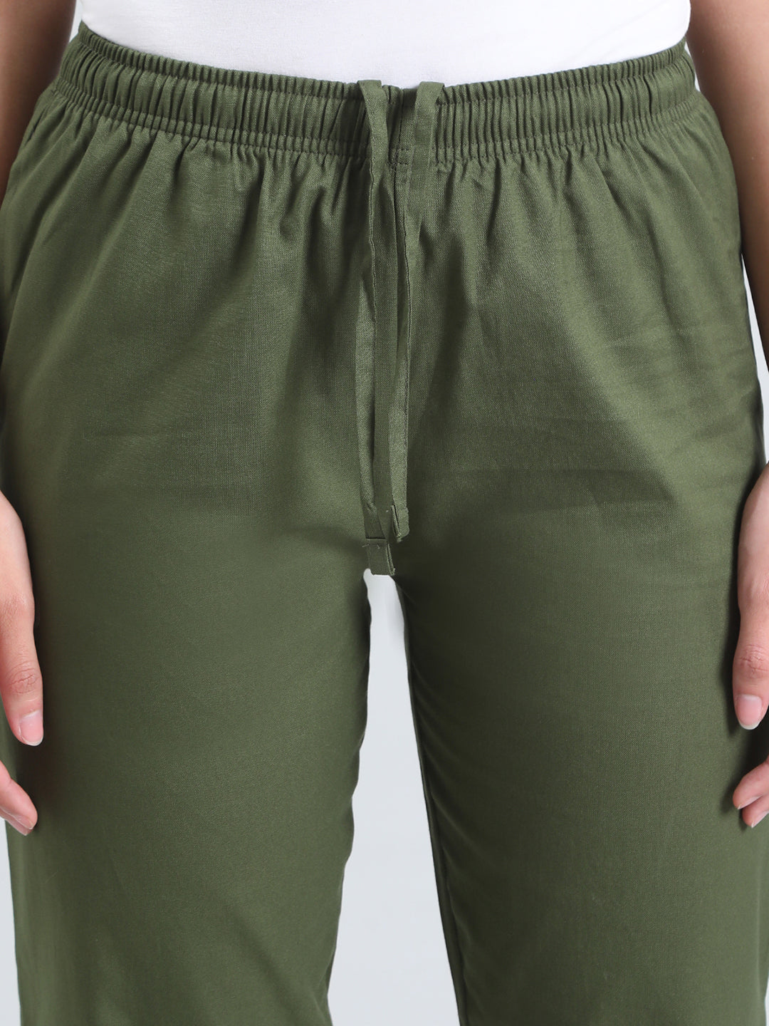 Olive Green Cotton Pencil Pant