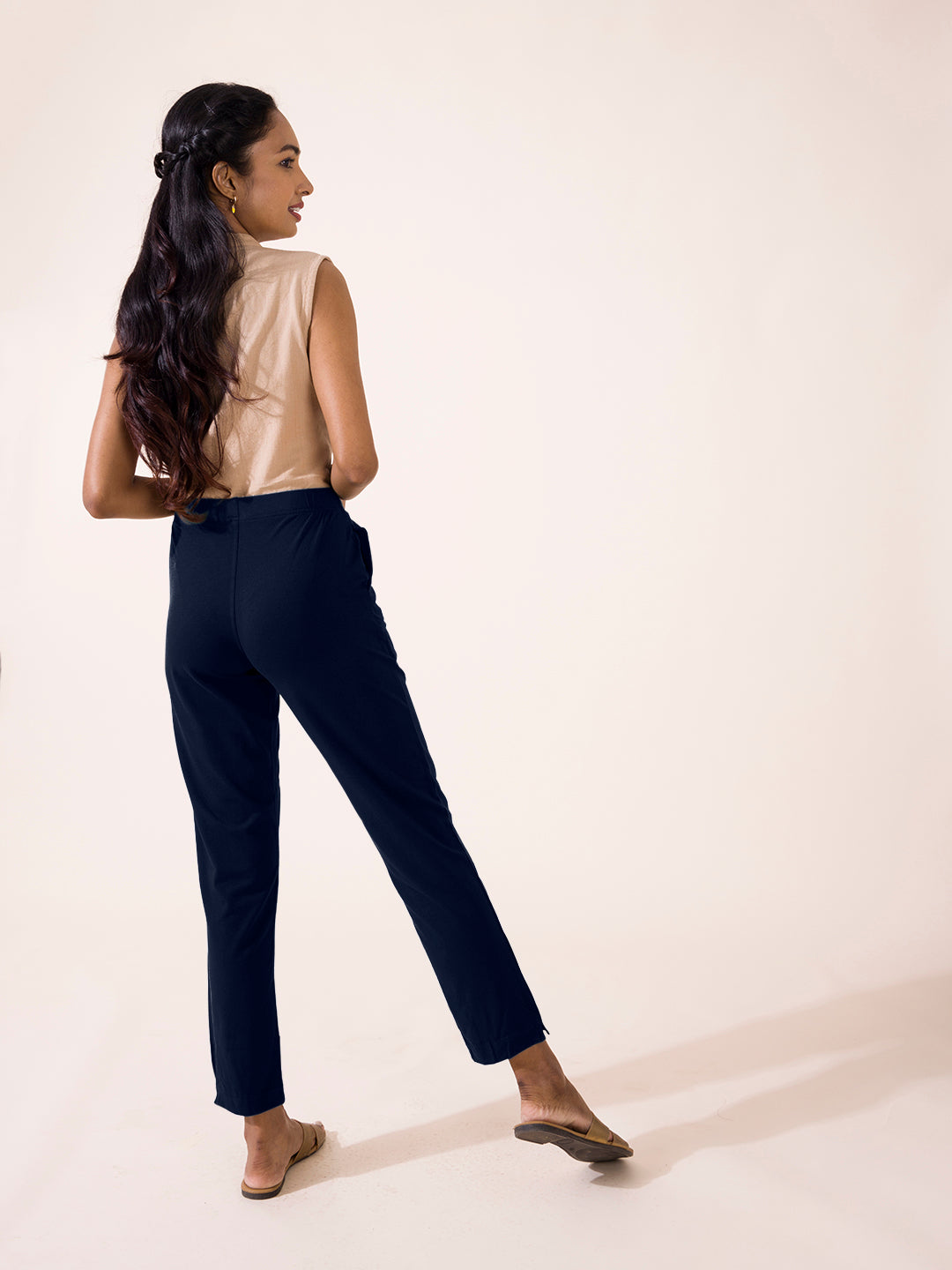 Navy Cotton Stretch Kurti Pants