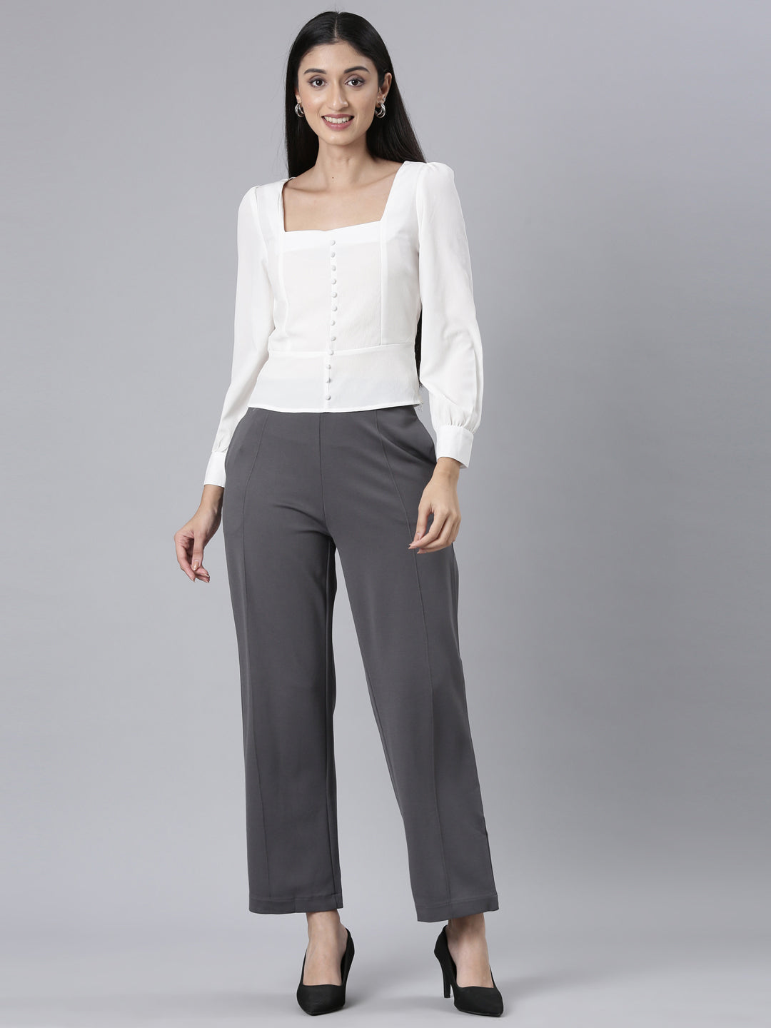 Silver Grey Roma Ponte Wide Pants