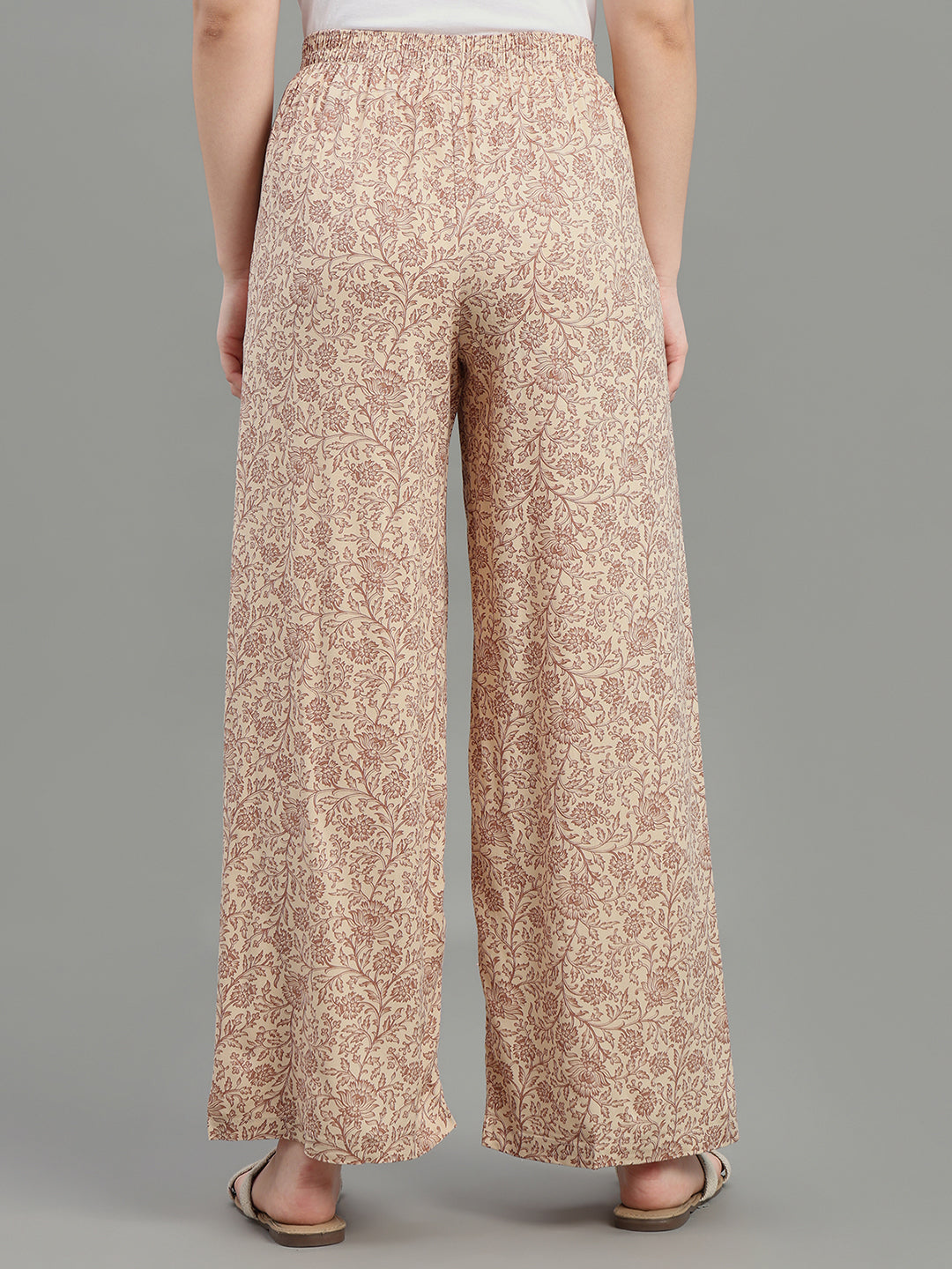 Beige Viscose Printed Palazzo