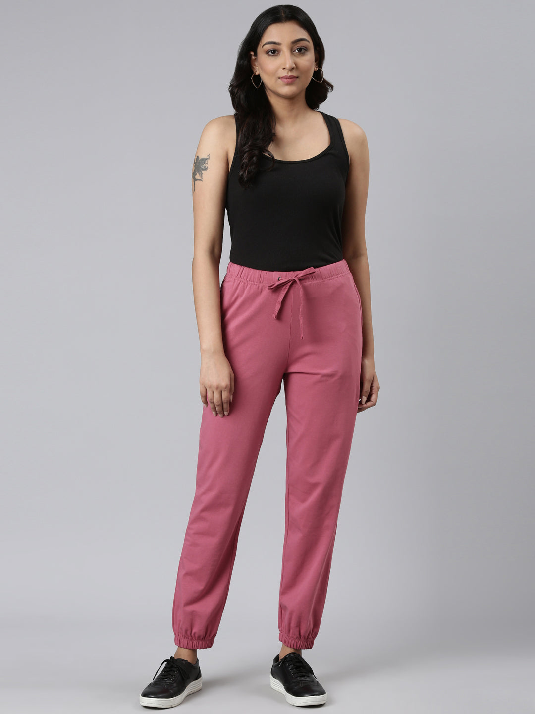 Solid Light Wine Cotton Pants - Go Colors
