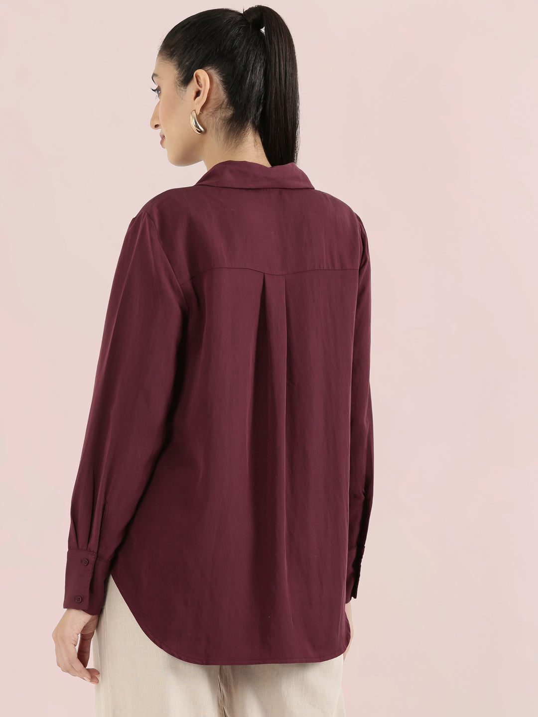 Rayon Classic Collar Long Shirt