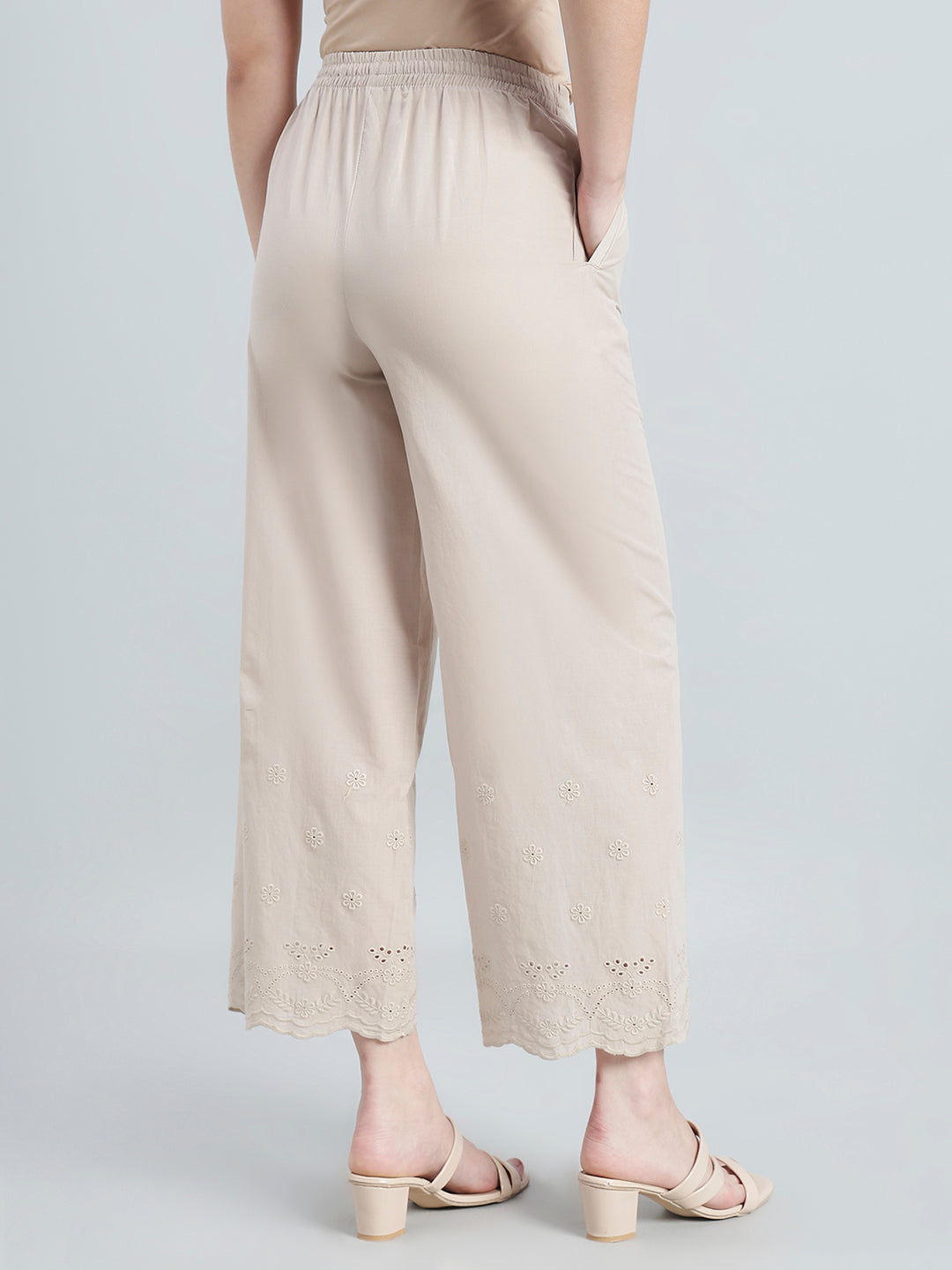 Light Beige 100% Cotton Hakoba Wide Pant