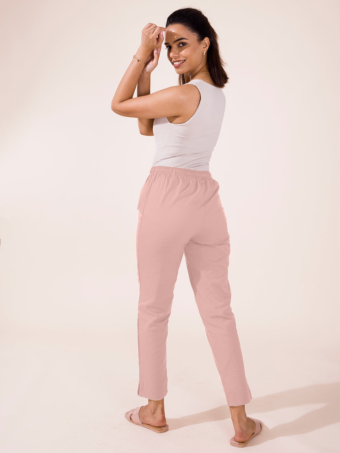 Baby Pink Cotton Pencil Pant