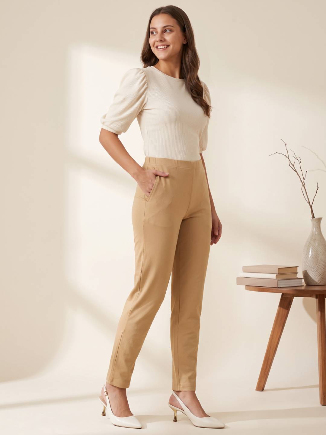 Wheat Cotton Stretch Kurti Pants