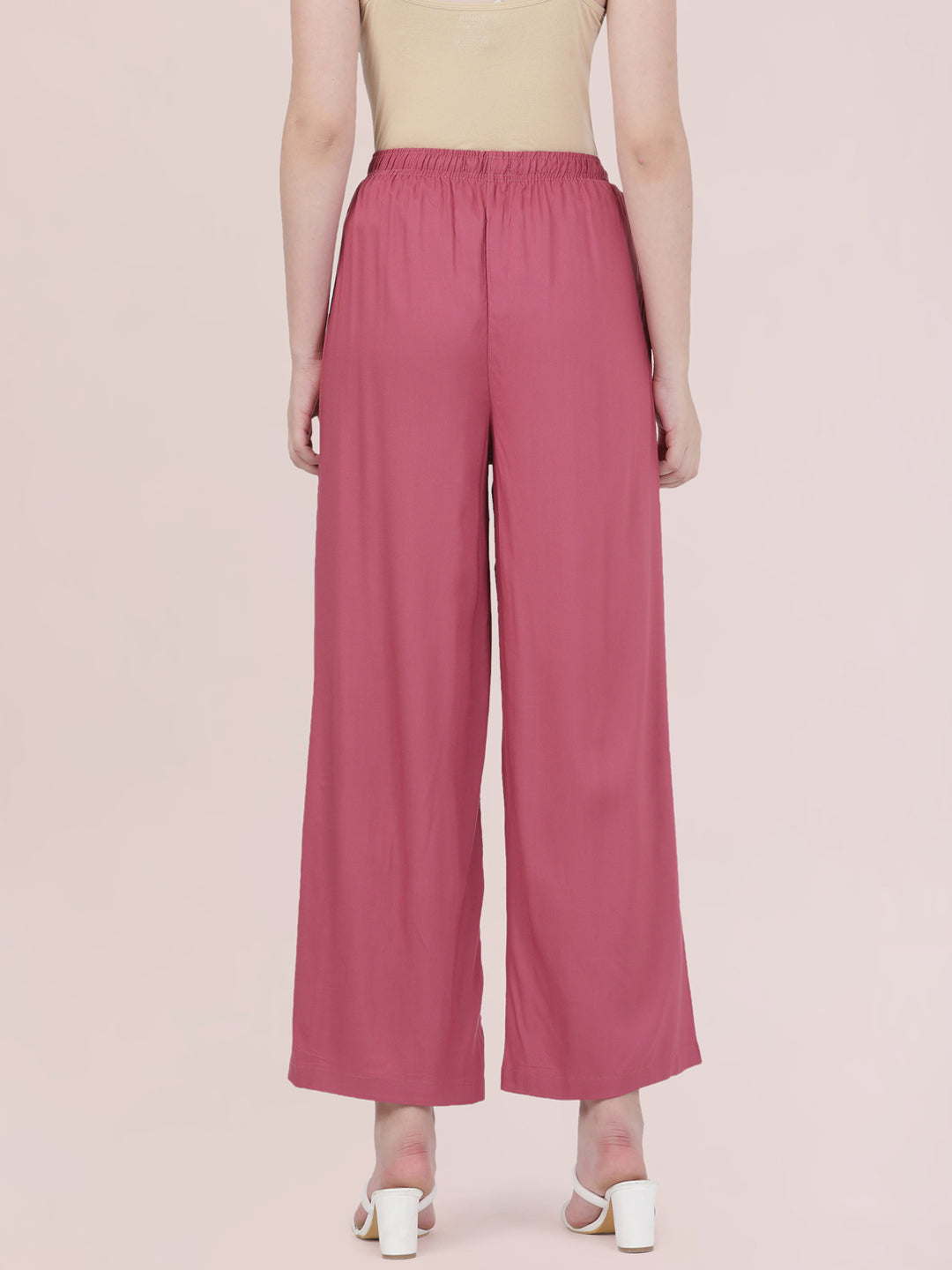 Light Wine Woven Viscose Basic Palazzo