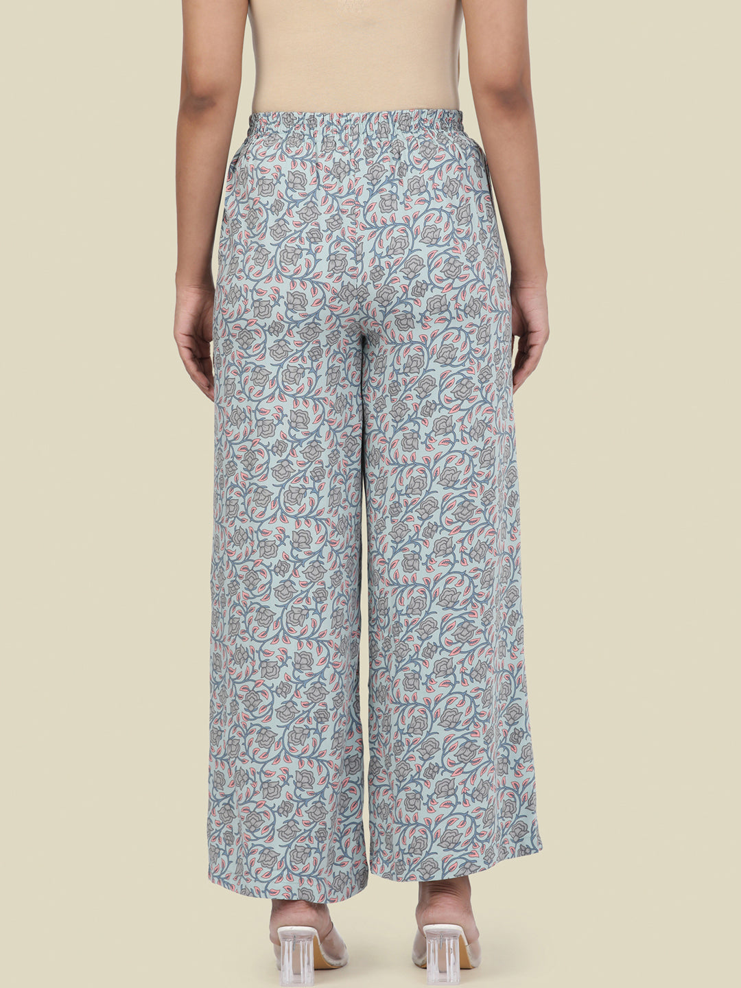 Blue Woven Viscose Printed Palazzo