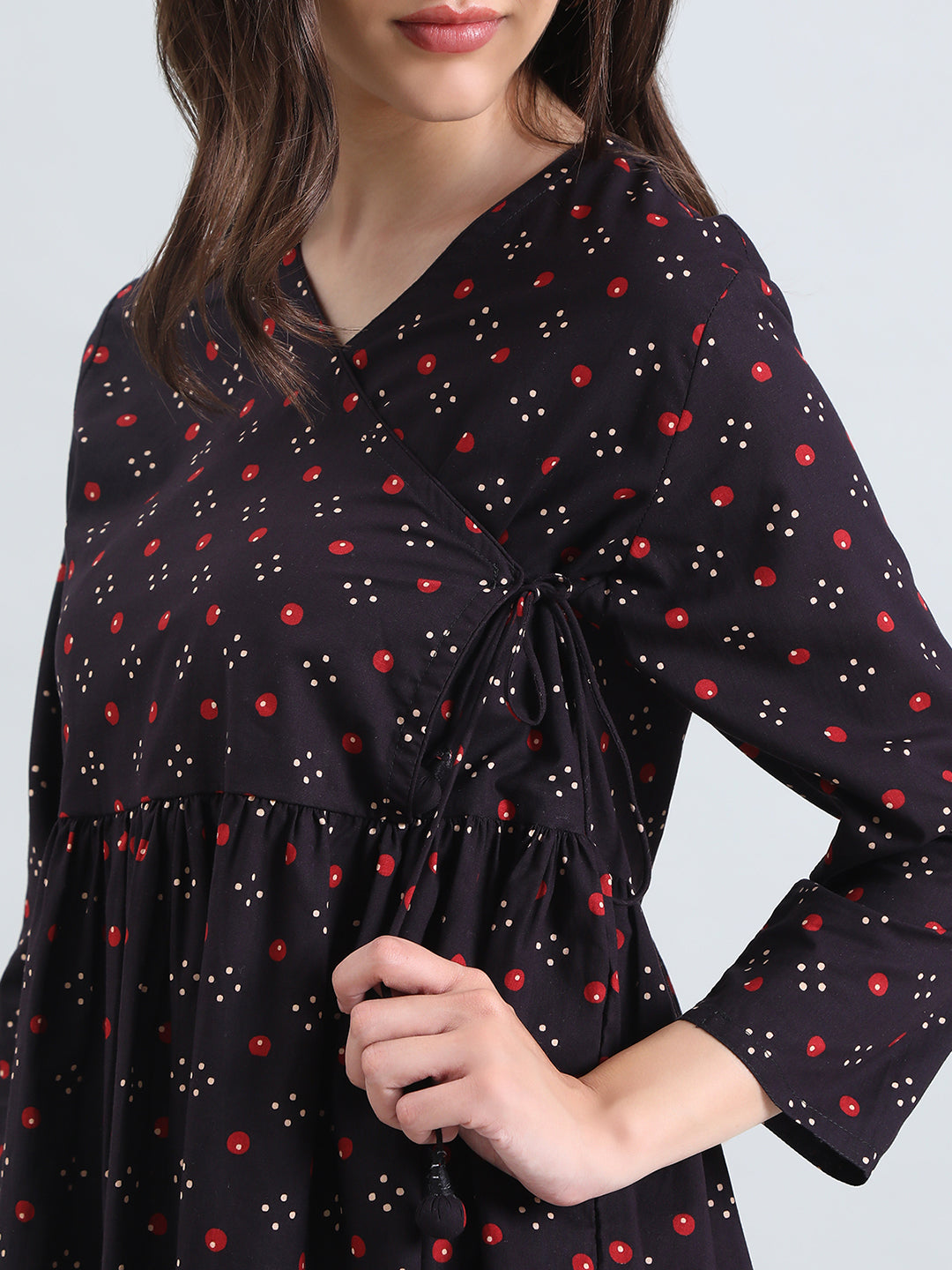 Cotton Bandhani Dot Print Peplum Blouse