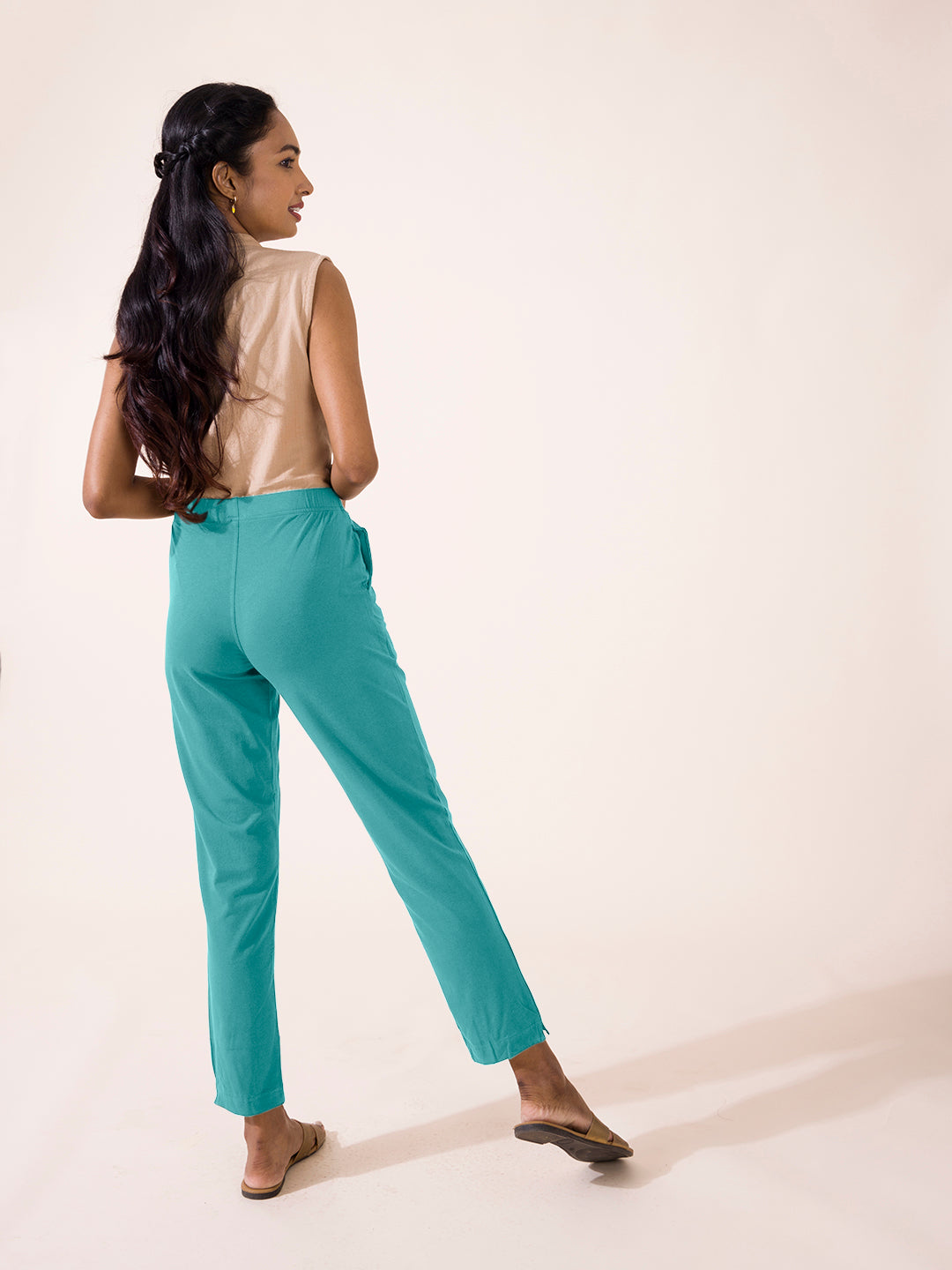 Light Mint Cotton Stretch Kurti Pants