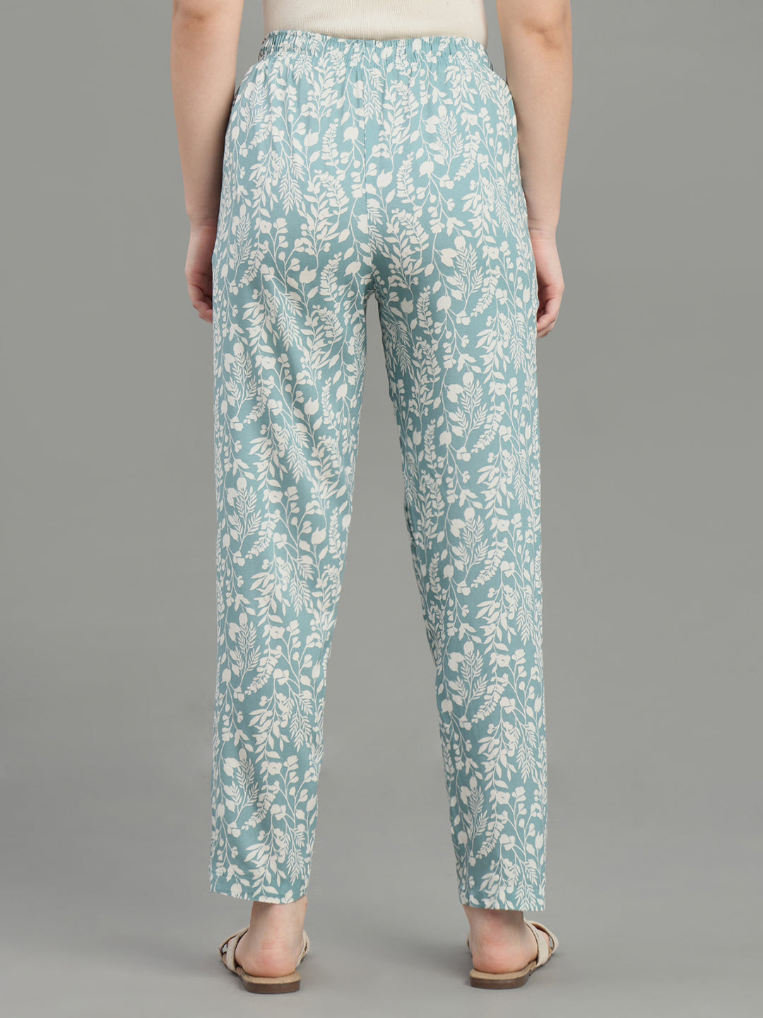 Blue Woven Viscose Printed Lounge Pants
