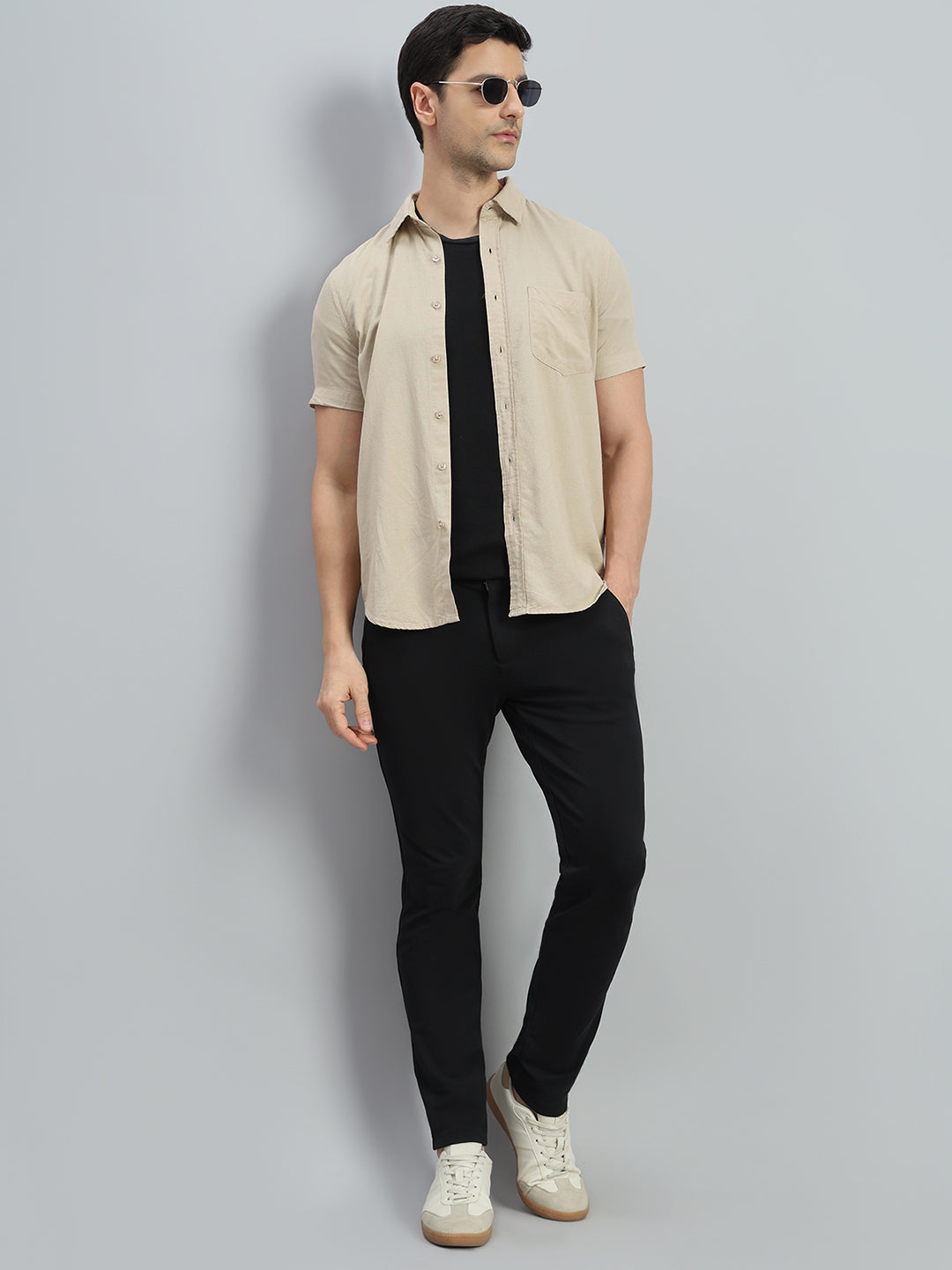Linen Blend Regular Fit Half Sleeves Shirt