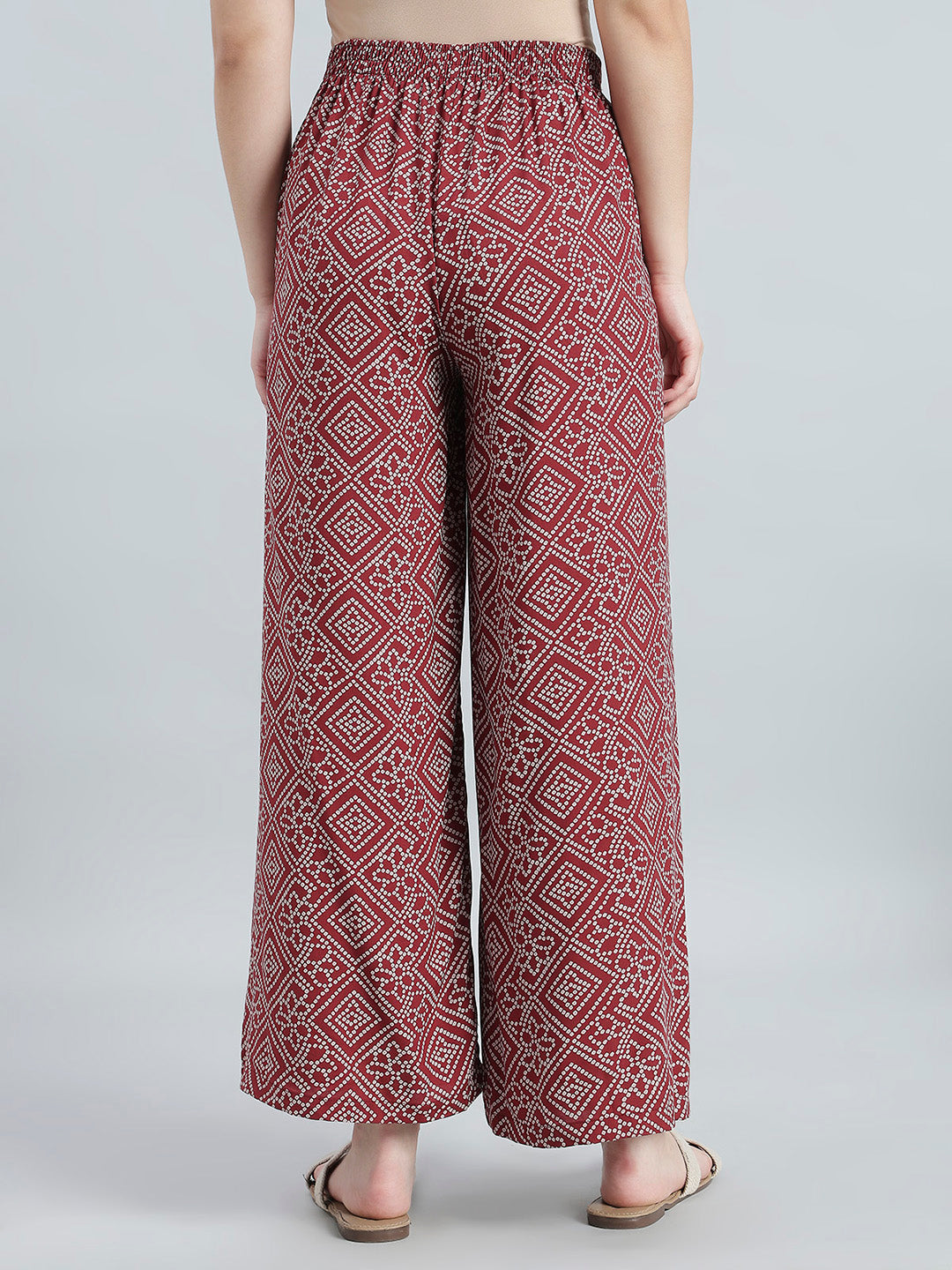 Red Woven Viscose Printed Palazzo